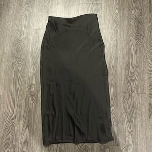 Urban Outfitters Black Satin Midi Skirt